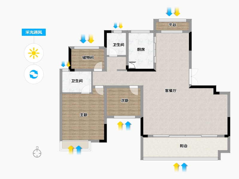 安徽省-阜阳市-金科城-144.00-户型库-采光通风