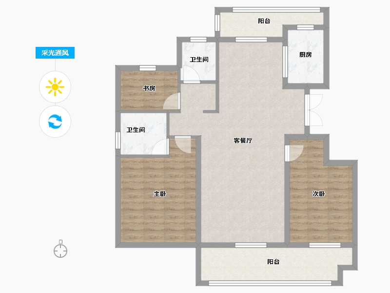 安徽省-黄山市-诚瑞江苑-102.87-户型库-采光通风