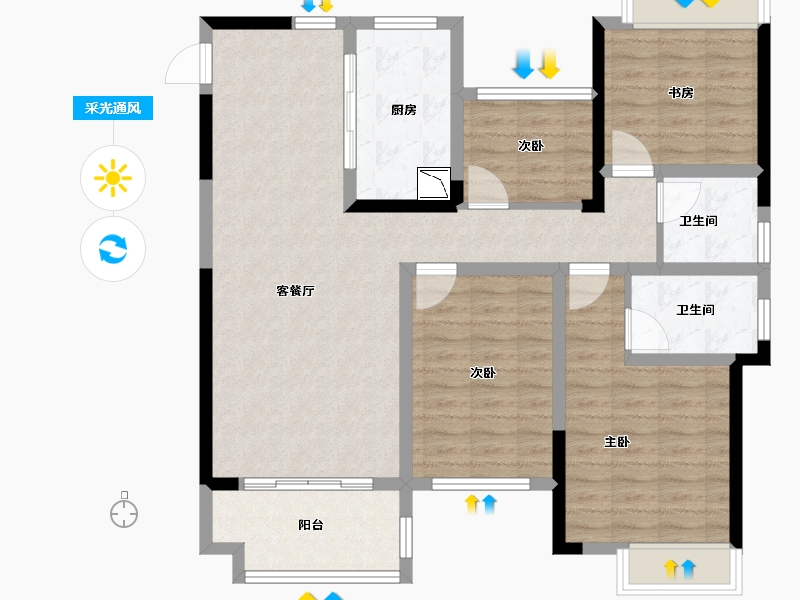 安徽省-阜阳市-金科城-101.60-户型库-采光通风