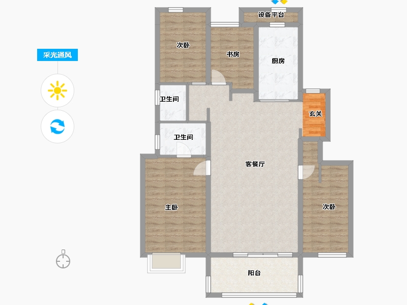 江西省-南昌市-新城公馆-113.60-户型库-采光通风