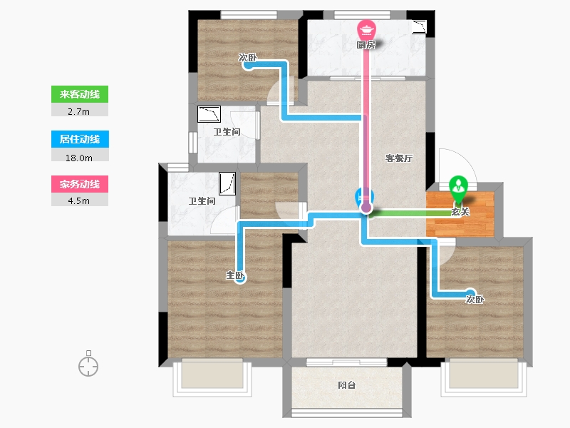 天津-天津市-蓝光芙蓉公馆-77.16-户型库-动静线