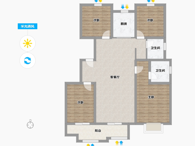 山东省-泰安市-硕园经典-108.76-户型库-采光通风