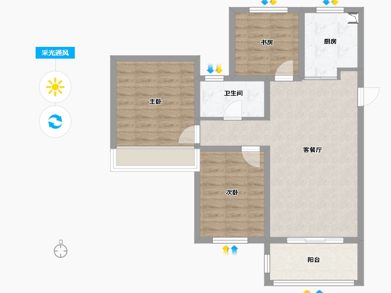 山东省-泰安市-硕园经典-75.88-户型库-采光通风