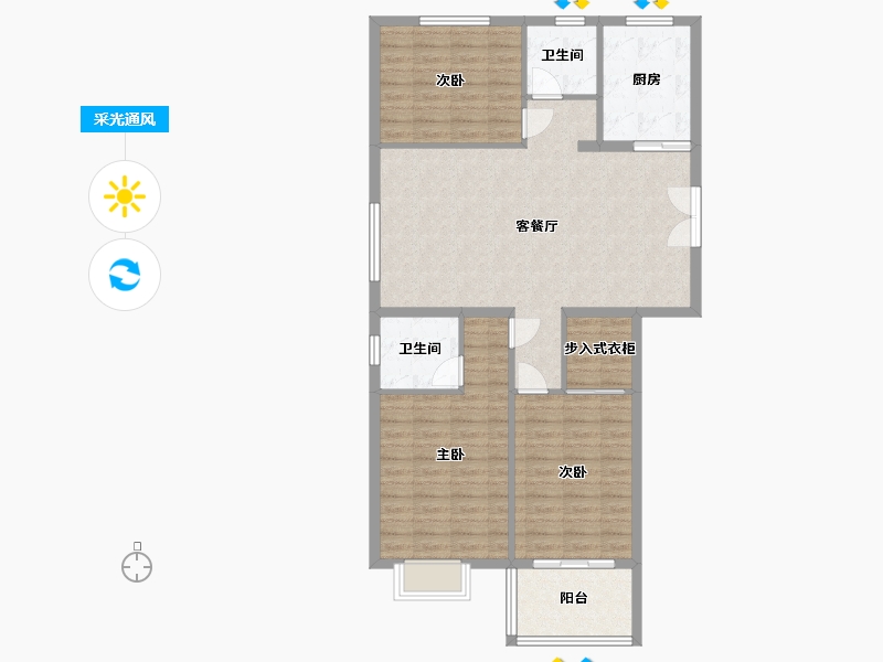 江苏省-泰州市-榕锦花园-104.53-户型库-采光通风