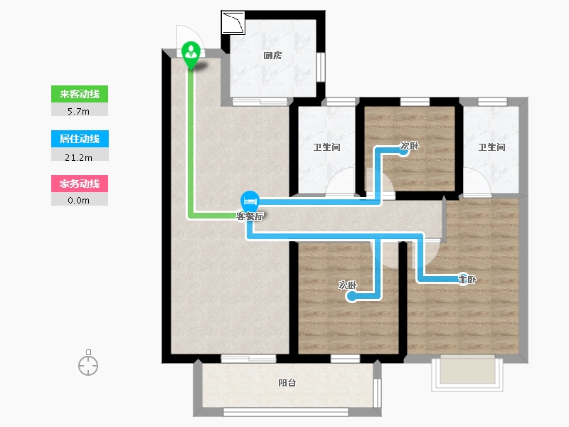 湖北省-武汉市-世茂云锦瑰海园-84.80-户型库-动静线