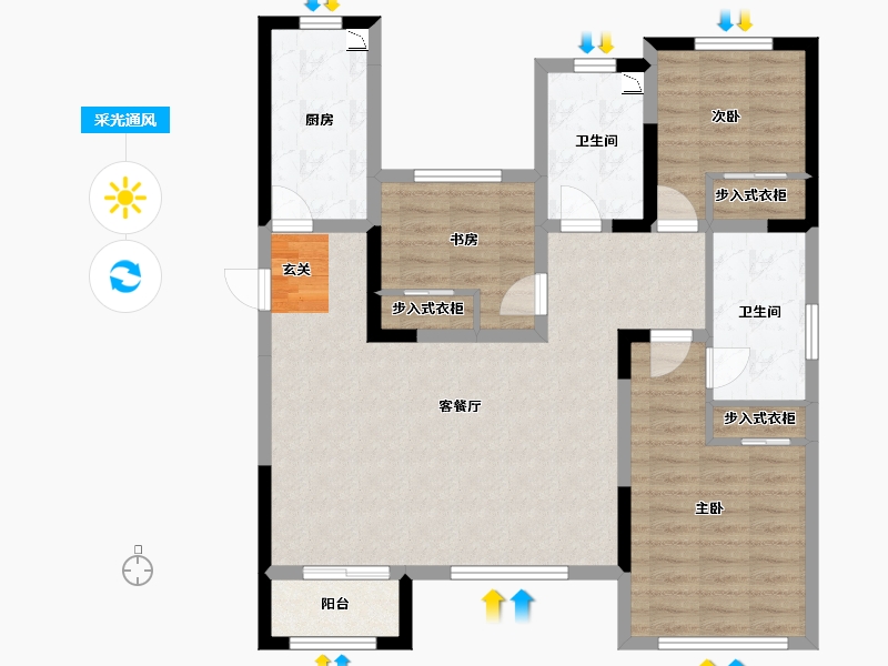 天津-天津市-松江之星盛湖园-94.25-户型库-采光通风