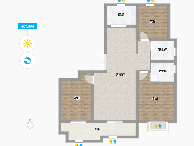 山东省-泰安市-硕园经典-90.03-户型库-采光通风