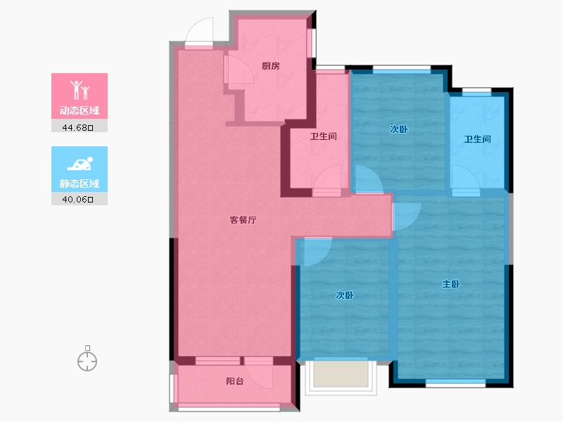 湖北省-武汉市-金地兰亭大境-74.83-户型库-动静分区