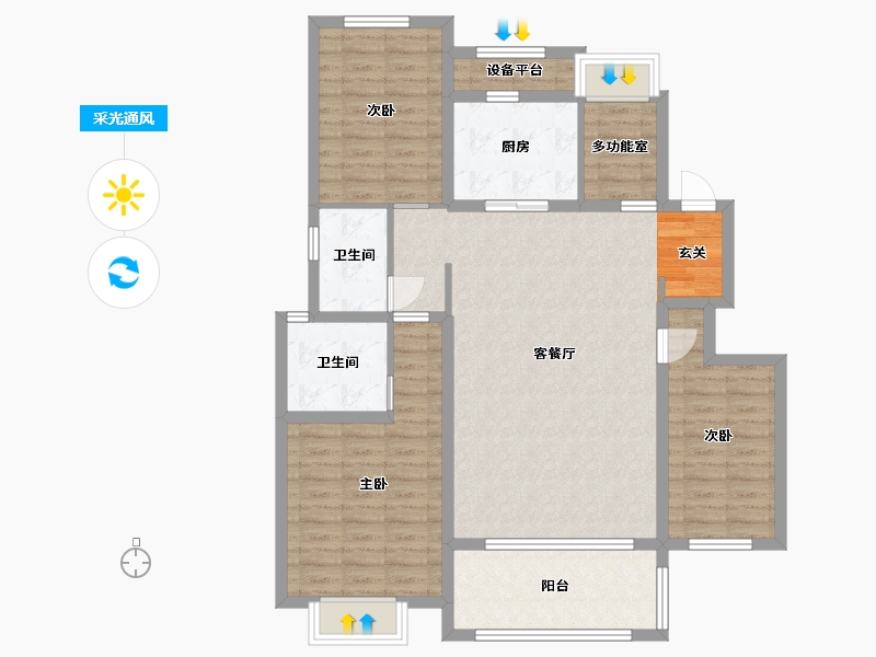 江西省-南昌市-新城公馆-106.40-户型库-采光通风