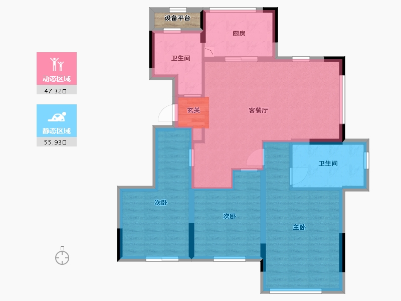 江西省-南昌市-江西蓝城桃花源-95.20-户型库-动静分区