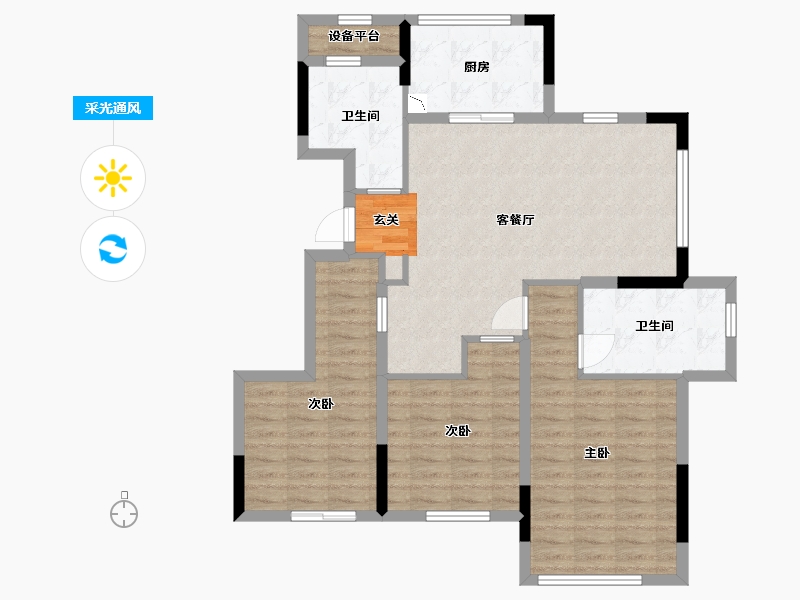 江西省-南昌市-江西蓝城桃花源-95.20-户型库-采光通风