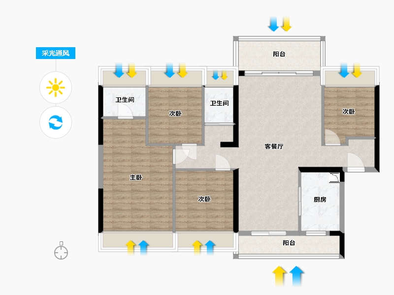 四川省-绵阳市-盐亭碧桂园-109.54-户型库-采光通风