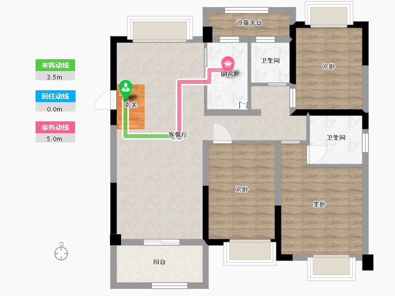 甘肃省-天水市-中梁壹号院-90.78-户型库-动静线