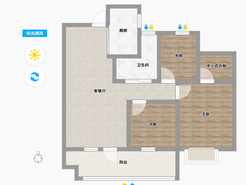 山东省-济宁市-城投新元里-86.41-户型库-采光通风