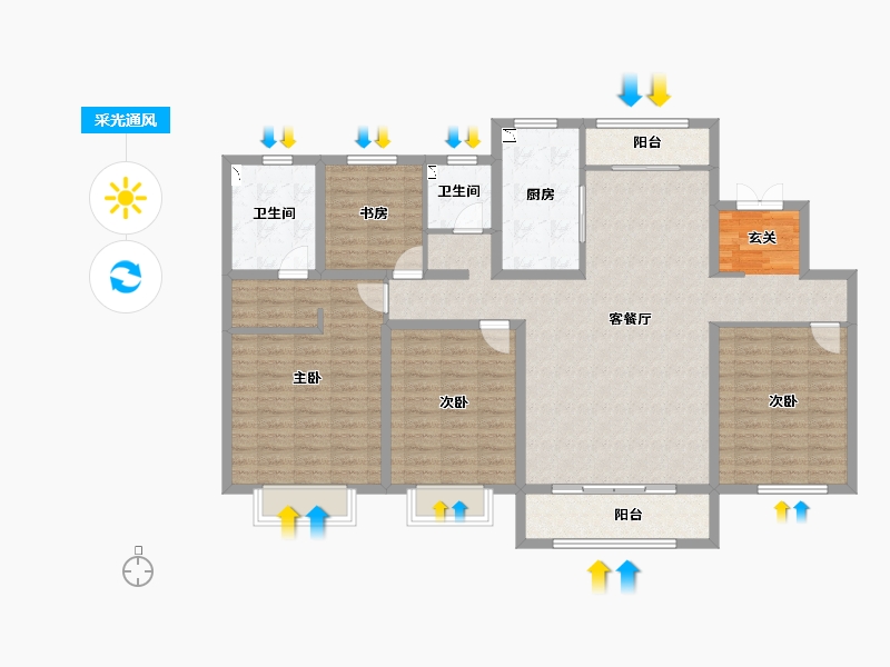 天津-天津市-世纪公馆-133.22-户型库-采光通风