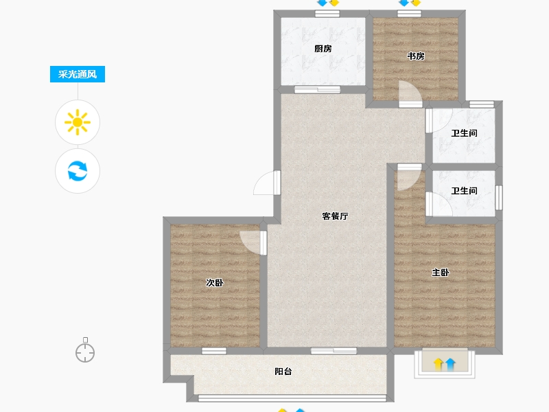 山东省-济宁市-城投新元里-103.20-户型库-采光通风