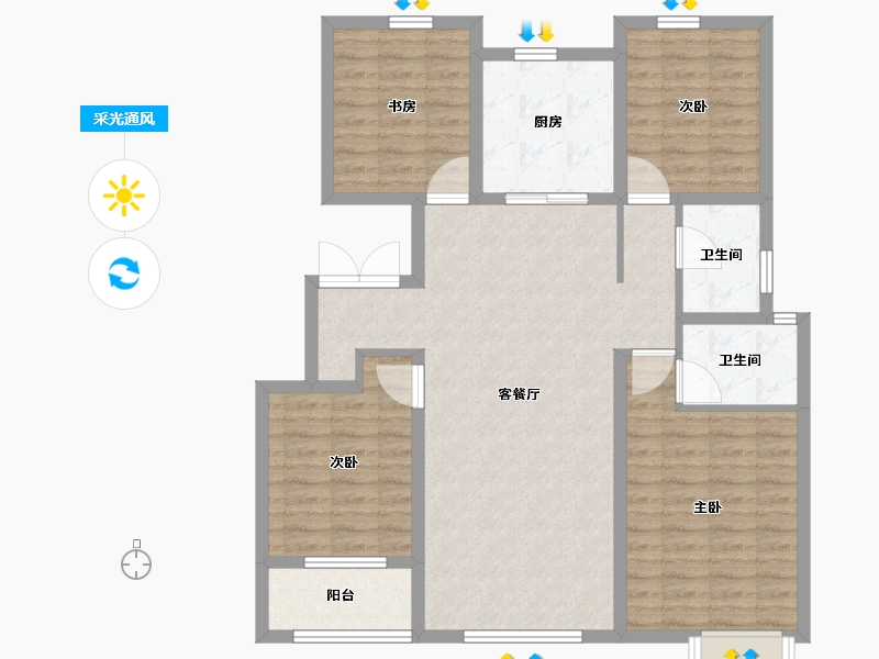 山东省-济宁市-辰雨源著-105.60-户型库-采光通风