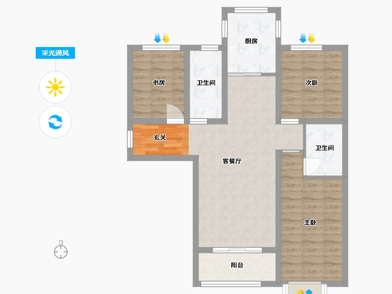 甘肃省-兰州市-冉泽御景龙湾-79.08-户型库-采光通风