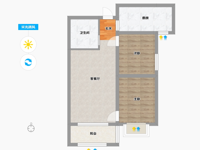 甘肃省-兰州市-冉泽御景龙湾-58.41-户型库-采光通风