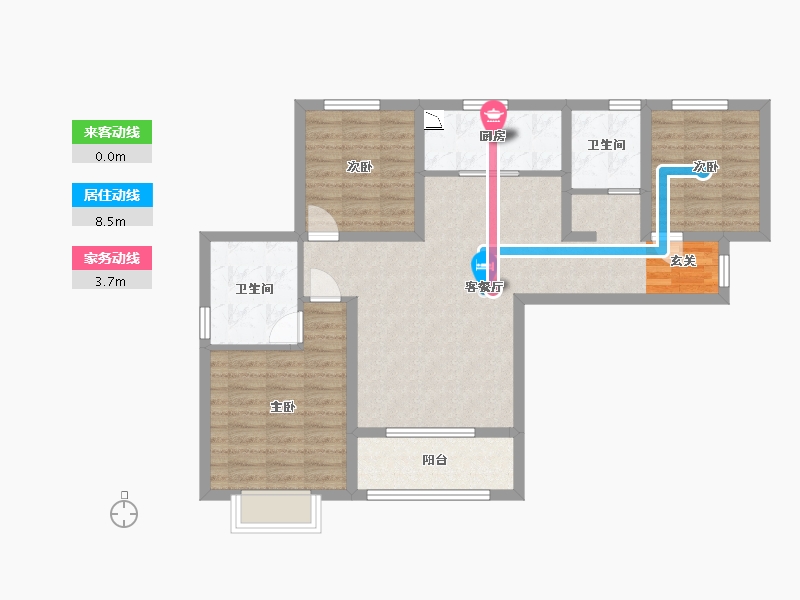 甘肃省-兰州市-冉泽御景龙湾-86.71-户型库-动静线