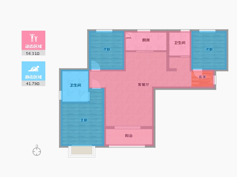 甘肃省-兰州市-冉泽御景龙湾-86.71-户型库-动静分区