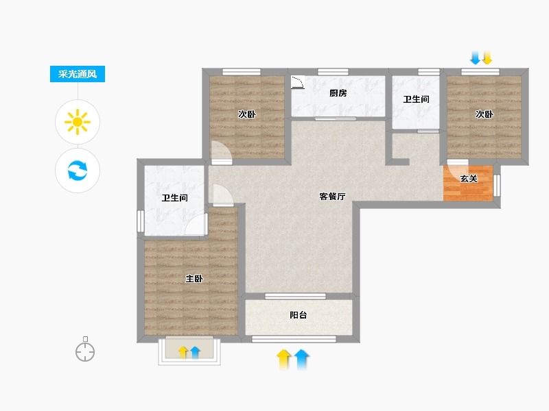 甘肃省-兰州市-冉泽御景龙湾-86.71-户型库-采光通风