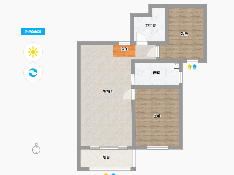 甘肃省-兰州市-冉泽御景龙湾-65.13-户型库-采光通风