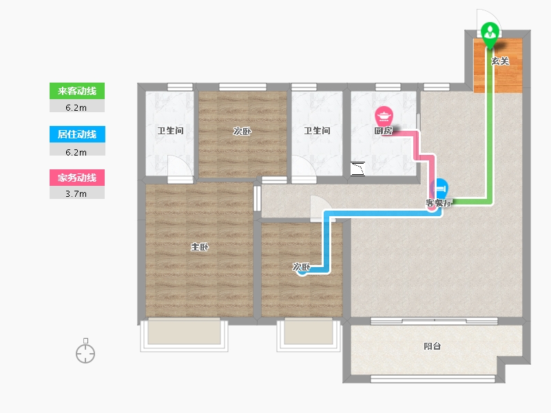 甘肃省-兰州市-碧桂园公园上城-90.02-户型库-动静线