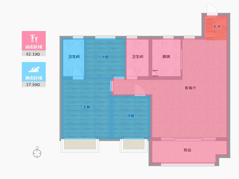 甘肃省-兰州市-碧桂园公园上城-90.02-户型库-动静分区