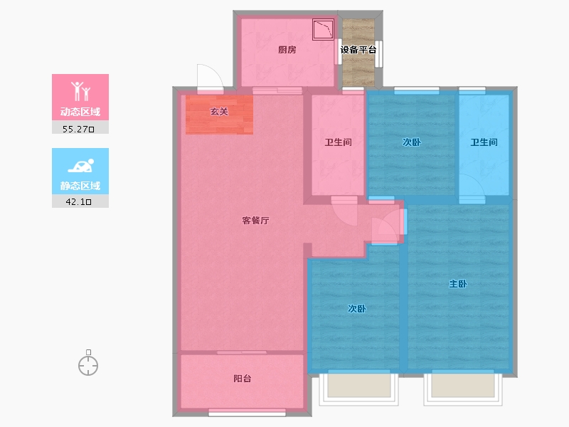 甘肃省-兰州市-保利天宸湾-88.78-户型库-动静分区