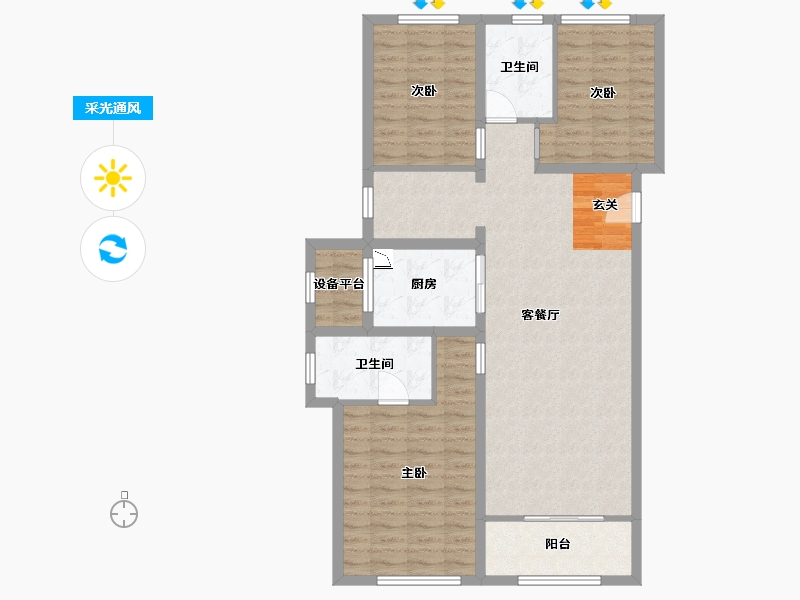 甘肃省-兰州市-保利天宸湾-99.75-户型库-采光通风