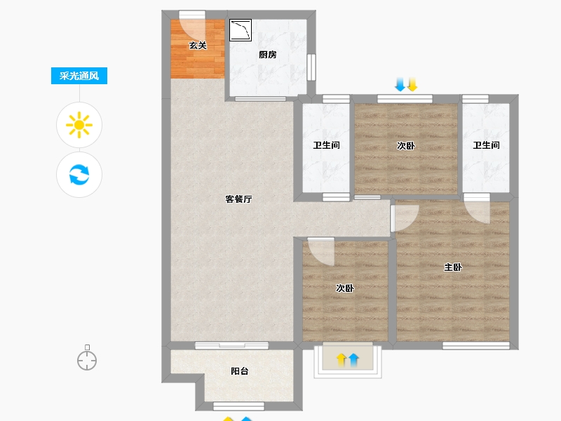 甘肃省-兰州市-碧桂园公园上城-82.22-户型库-采光通风