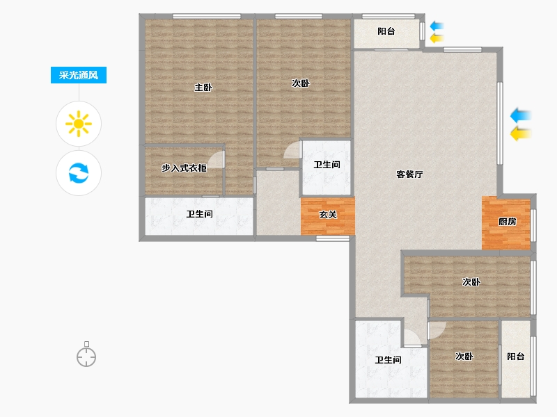 甘肃省-兰州市-金色堤岸云境-202.65-户型库-采光通风