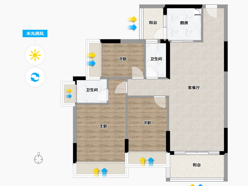 广东省-江门市-时代名庭-85.98-户型库-采光通风