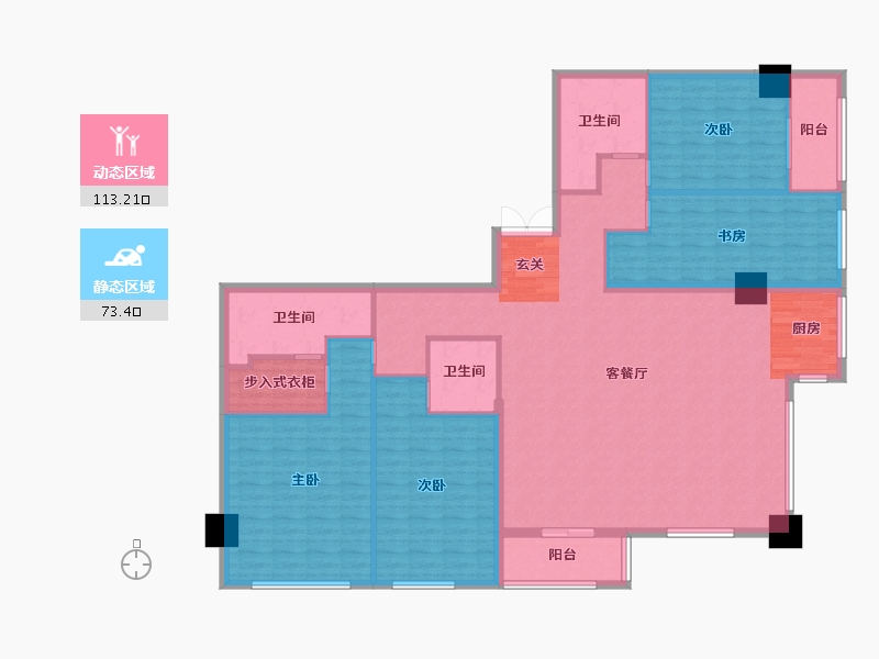 甘肃省-兰州市-金色堤岸云境-169.79-户型库-动静分区