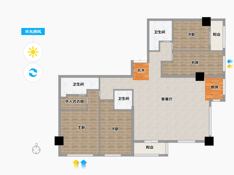 甘肃省-兰州市-金色堤岸云境-169.79-户型库-采光通风