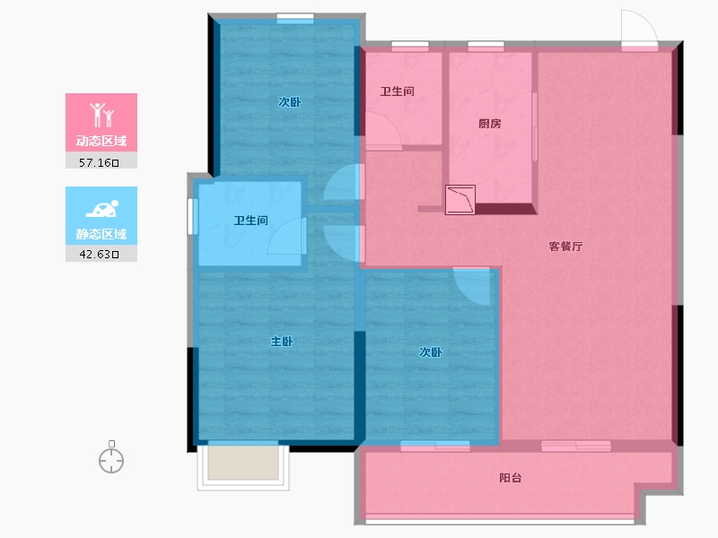 安徽省-合肥市-华盛和睦府-89.58-户型库-动静分区