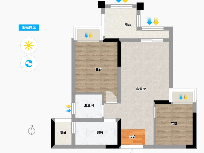 重庆-重庆市-华福58-54.33-户型库-采光通风
