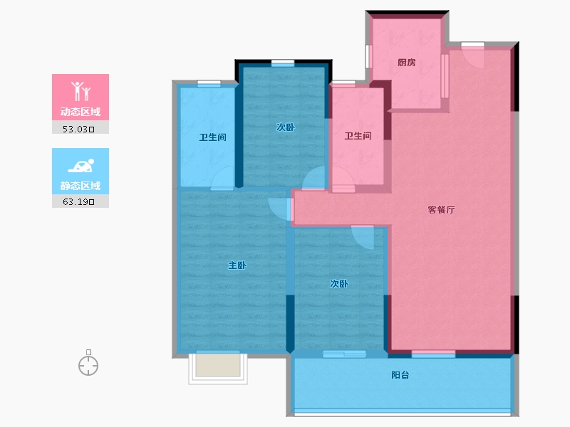 河南省-商丘市-雅居乐国际花园-104.00-户型库-动静分区