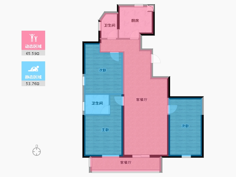 安徽省-合肥市-金大地天元府-107.20-户型库-动静分区