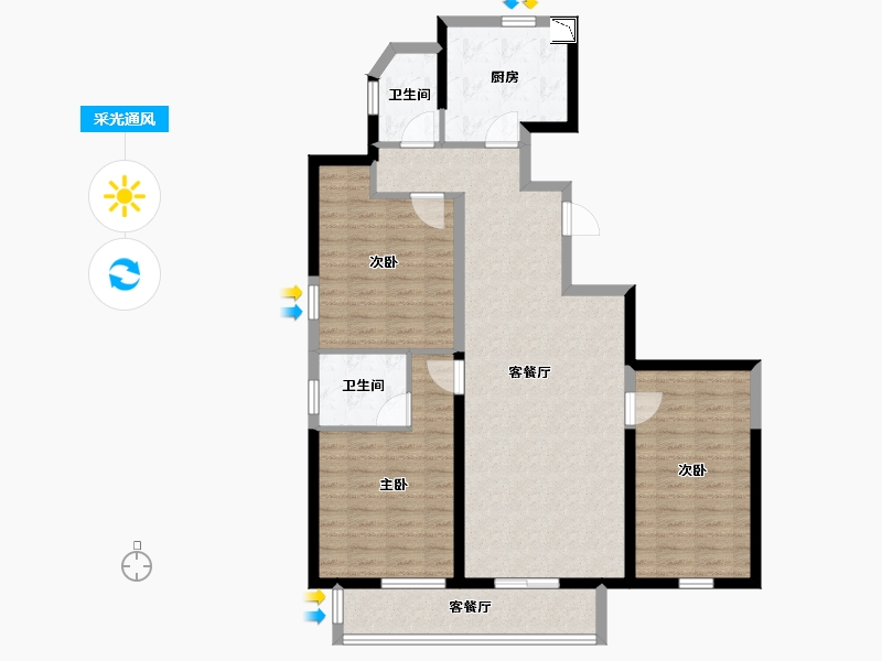 安徽省-合肥市-金大地天元府-107.20-户型库-采光通风