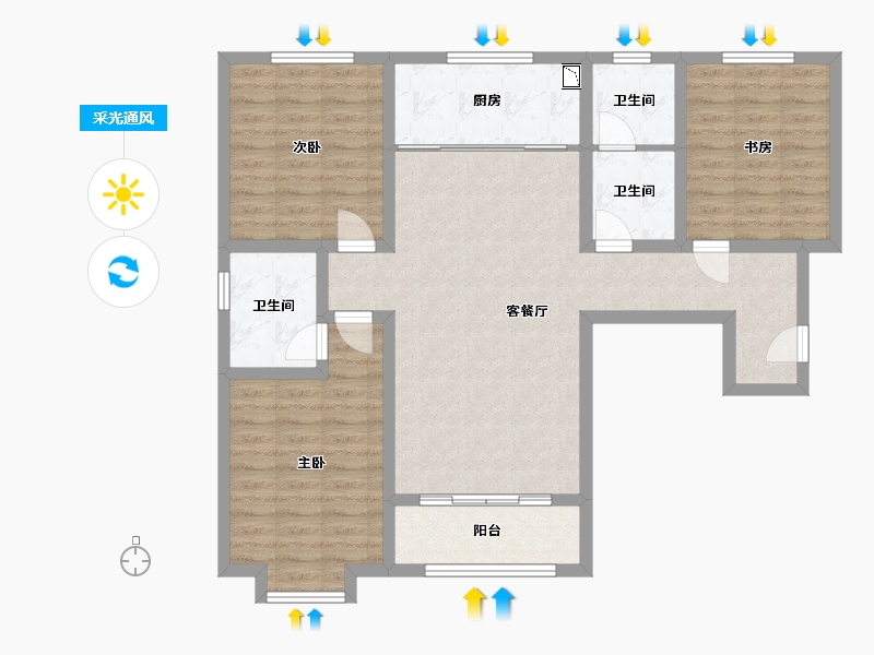 河北省-邢台市-永康上东首府-102.57-户型库-采光通风