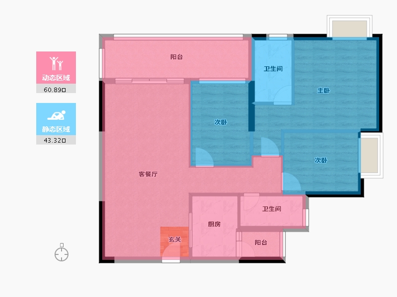 广东省-湛江市-碧海金岸花园-94.23-户型库-动静分区