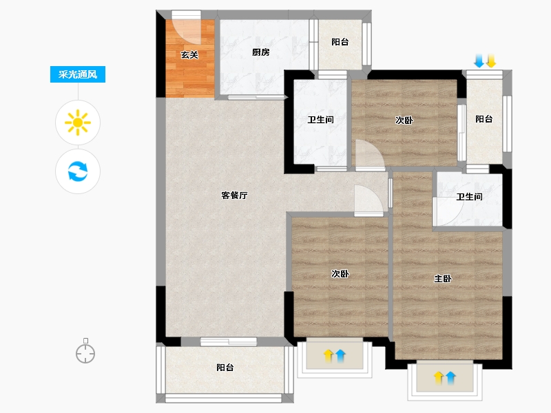 广西壮族自治区-南宁市-空港云锦府-71.93-户型库-采光通风