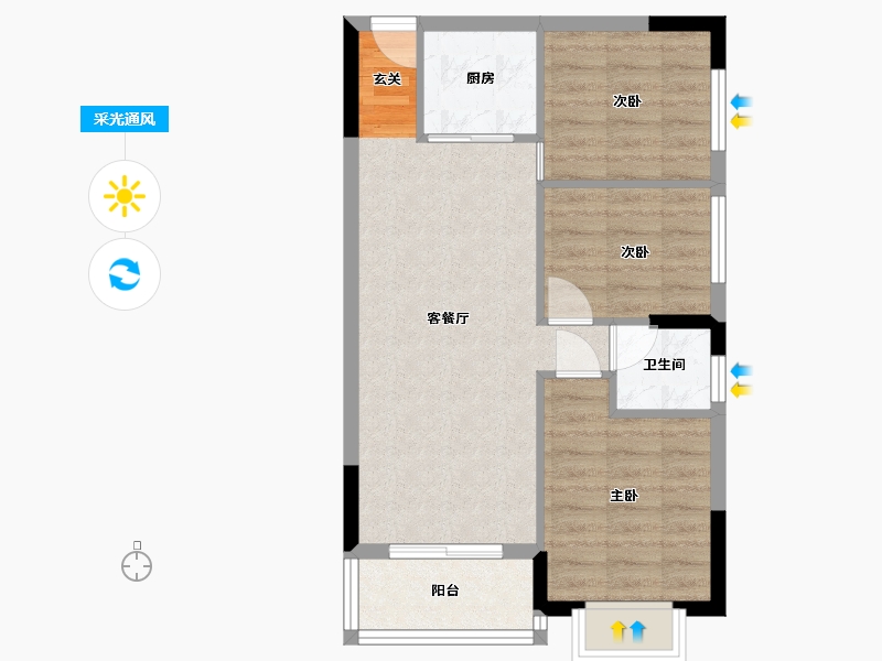 广西壮族自治区-南宁市-空港云锦府-60.32-户型库-采光通风