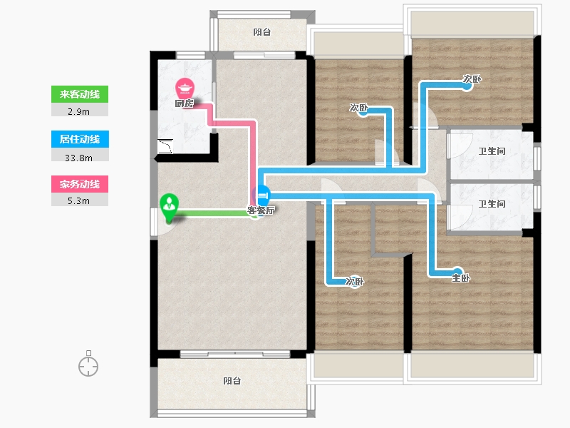 安徽省-滁州市-碧桂园公园雅筑-115.56-户型库-动静线