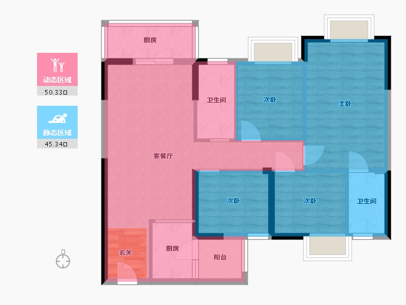 广西壮族自治区-南宁市-空港云锦府-85.45-户型库-动静分区