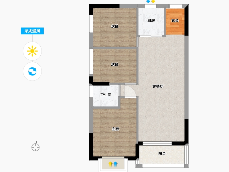 广西壮族自治区-南宁市-空港云锦府-60.33-户型库-采光通风