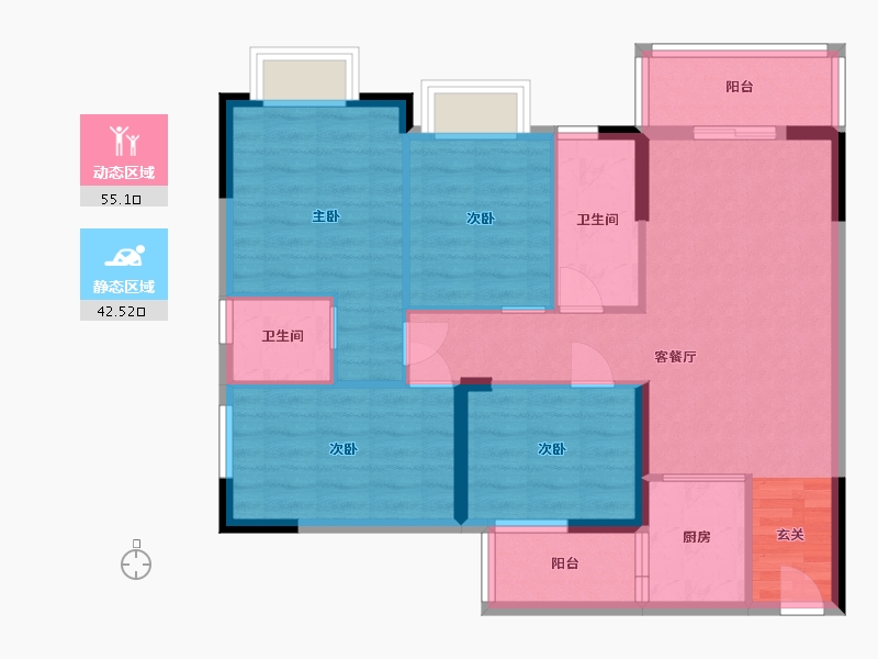 广西壮族自治区-南宁市-空港云锦府-87.45-户型库-动静分区