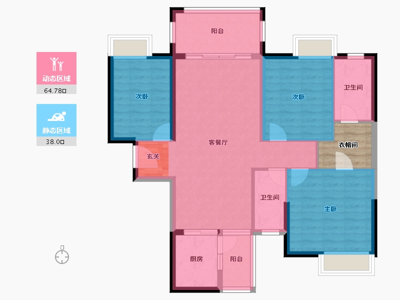 广东省-湛江市-碧海金岸花园-96.87-户型库-动静分区